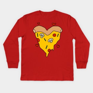 Heart Shaped Pizza Slice Kids Long Sleeve T-Shirt